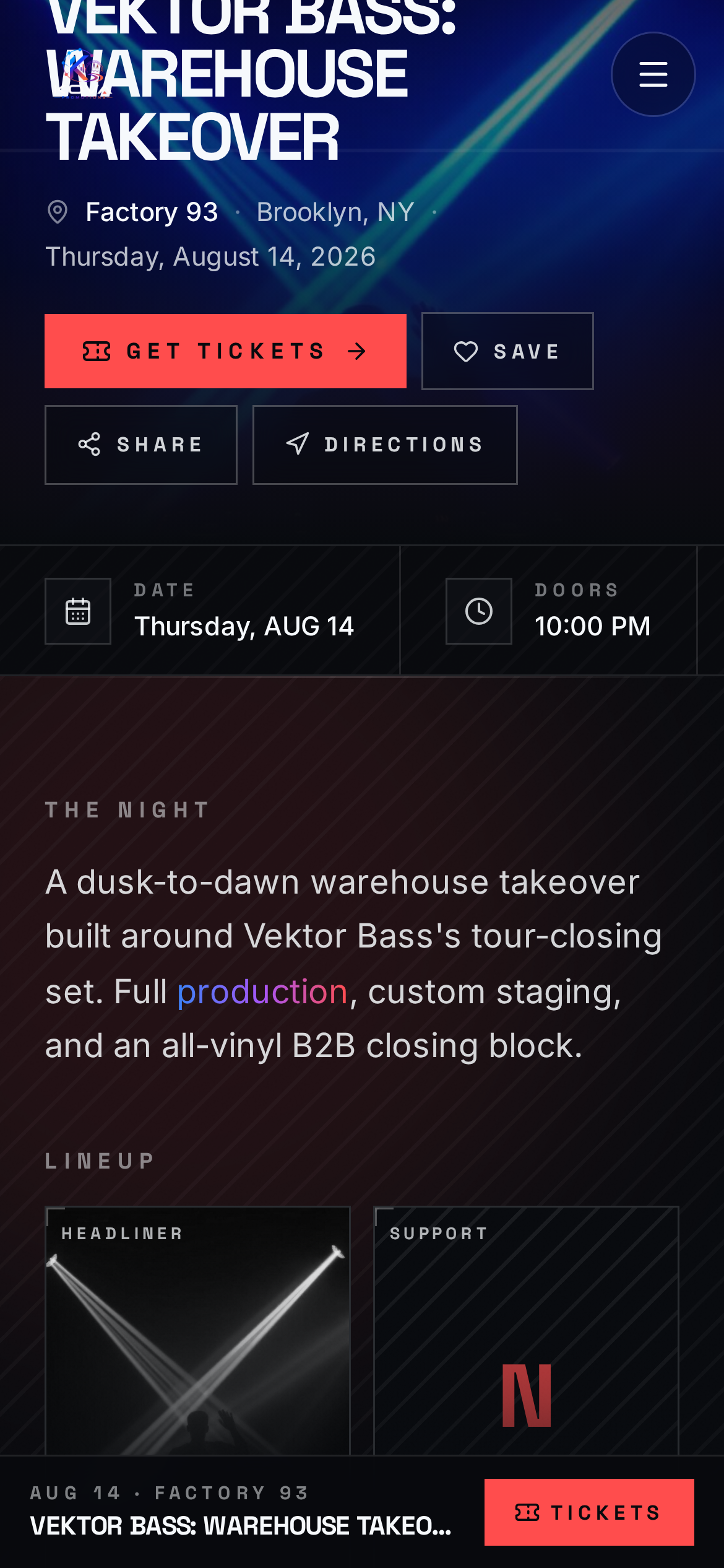 Event pages preview